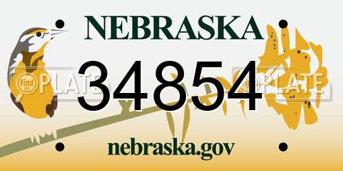 34854 Nebraska License Plate