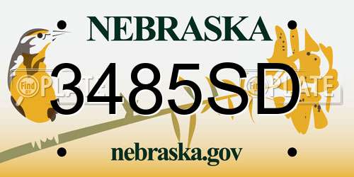 3485SD Nebraska License Plate