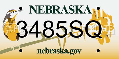 3485SQ Nebraska License Plate