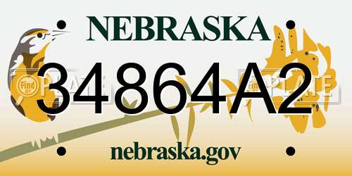 34864A2 Nebraska License Plate