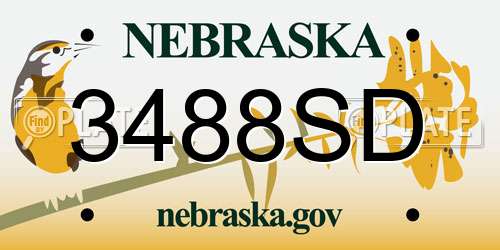 3488SD Nebraska License Plate