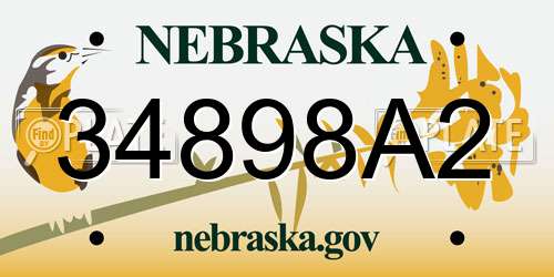 34898A2 Nebraska License Plate