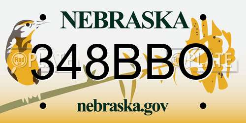 348BBO Nebraska License Plate