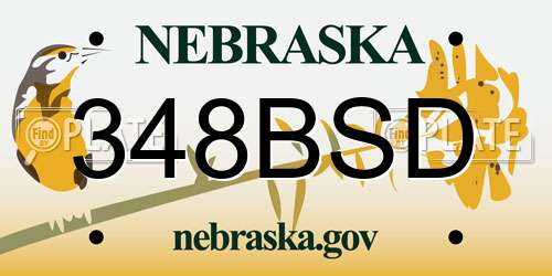 348BSD Nebraska License Plate