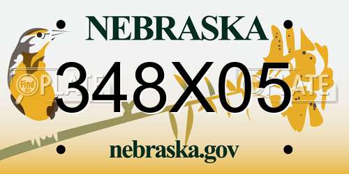 348X05 Nebraska License Plate