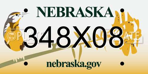 348X08 Nebraska License Plate