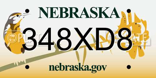 348XD8 Nebraska License Plate