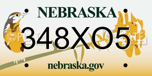 348XO5 Nebraska License Plate