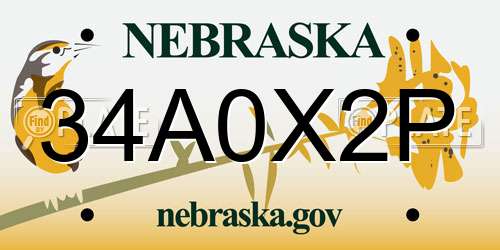 34A0X2P Nebraska License Plate