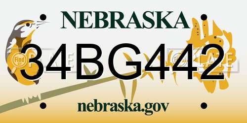 34BG442 Nebraska License Plate