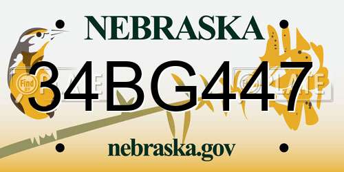 34BG447 Nebraska License Plate