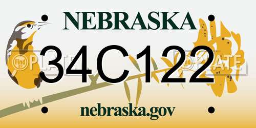 34C122 Nebraska License Plate