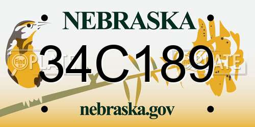 34C189 Nebraska License Plate