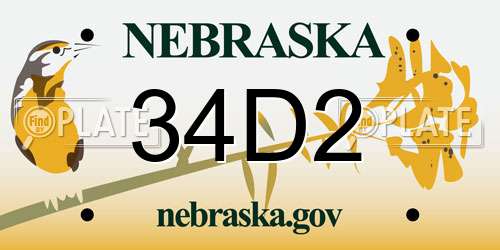34D2 Nebraska License Plate
