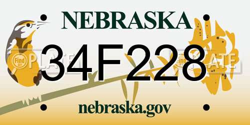 34F228 Nebraska License Plate