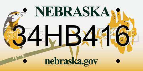 34HB416 Nebraska License Plate