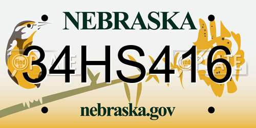 34HS416 Nebraska License Plate
