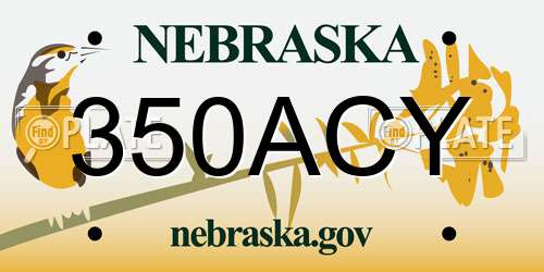 350ACY Nebraska License Plate