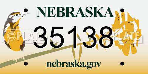 35138 Nebraska License Plate