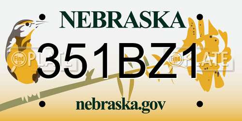 351BZ1 Nebraska License Plate