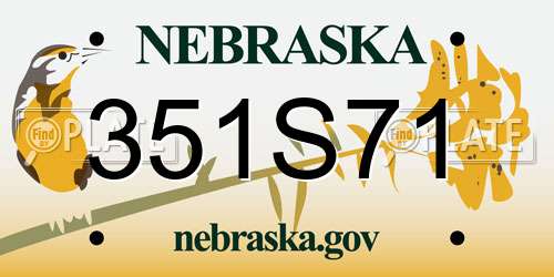 351S71 Nebraska License Plate