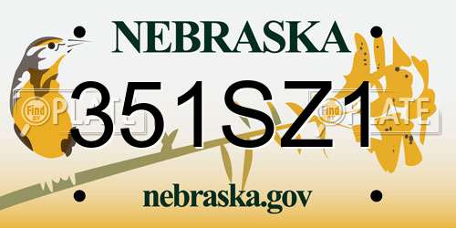 351SZ1 Nebraska License Plate