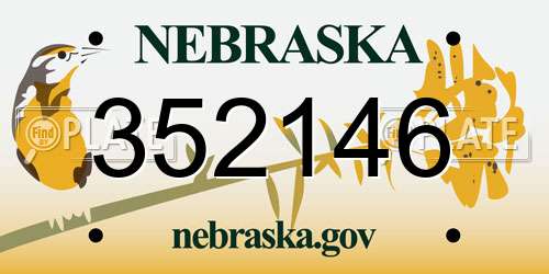 352146 Nebraska License Plate