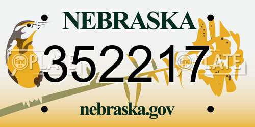 352217 Nebraska License Plate