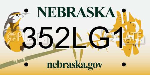 352LG1 Nebraska License Plate