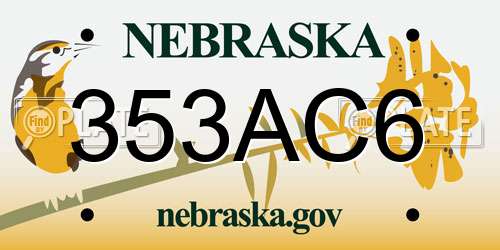 353AC6 Nebraska License Plate
