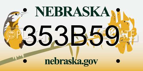353B59 Nebraska License Plate