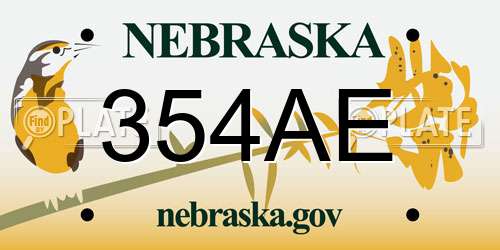 354AE Nebraska License Plate