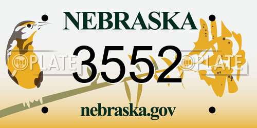 3552 Nebraska License Plate