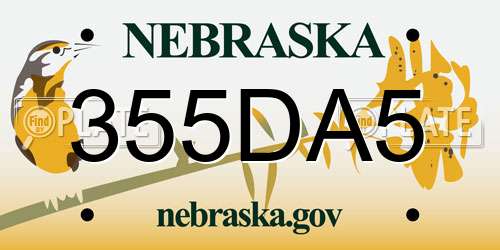 355DA5 Nebraska License Plate
