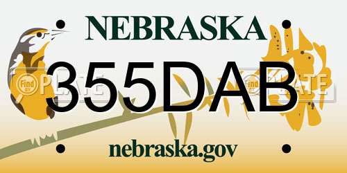 355DAB Nebraska License Plate