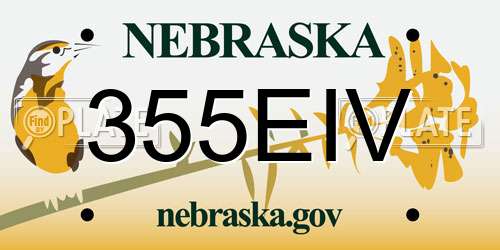 355EIV Nebraska License Plate