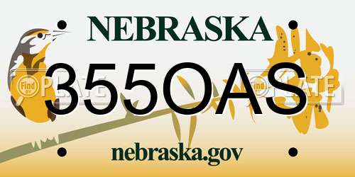 355OAS Nebraska License Plate