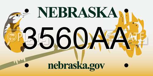 3560AA Nebraska License Plate