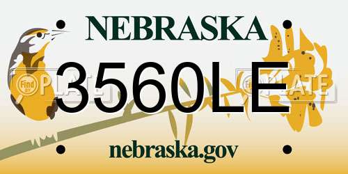 3560LE Nebraska License Plate