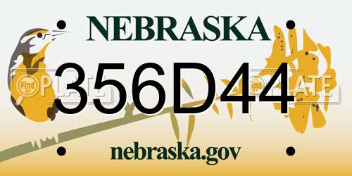 356D44 Nebraska License Plate