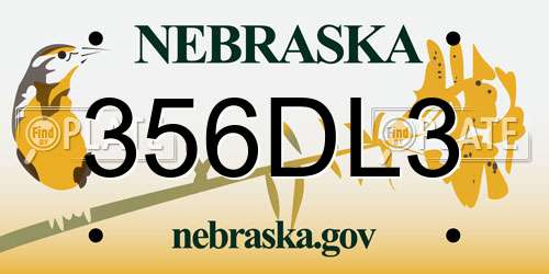 356DL3 Nebraska License Plate