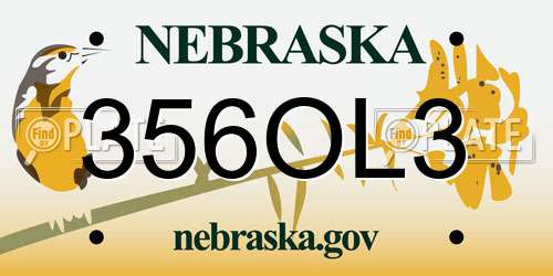 356OL3 Nebraska License Plate