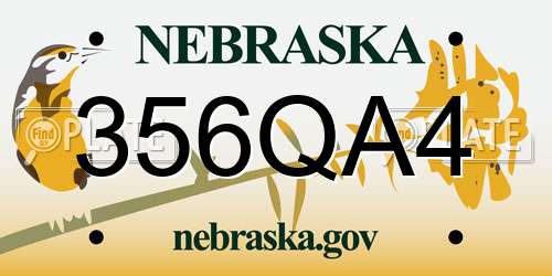 356QA4 Nebraska License Plate