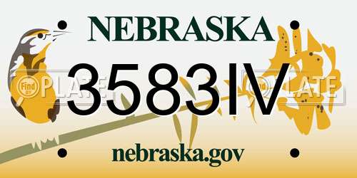 3583IV Nebraska License Plate