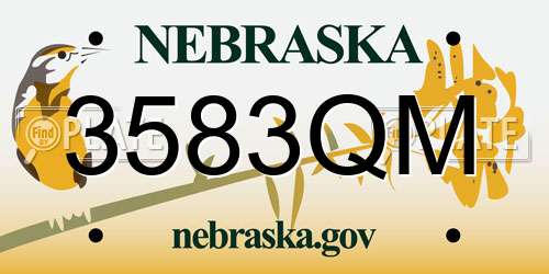 3583QM Nebraska License Plate