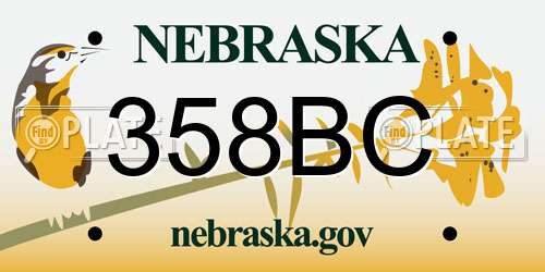 358BC Nebraska License Plate