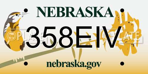 358EIV Nebraska License Plate