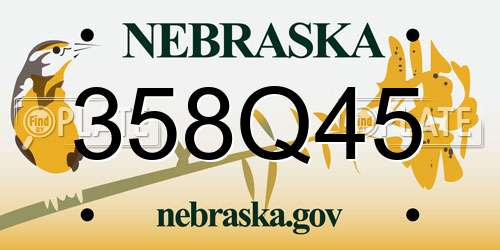 358Q45 Nebraska License Plate