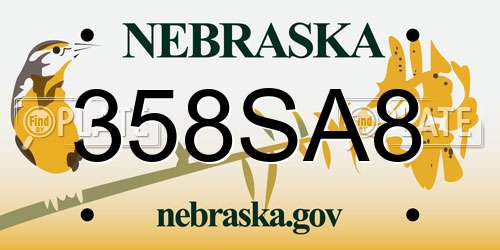 358SA8 Nebraska License Plate