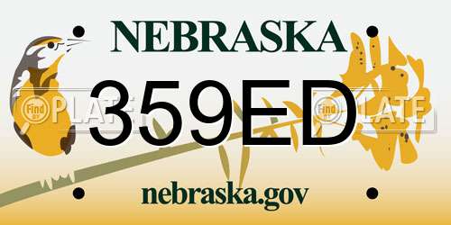 359ED Nebraska License Plate